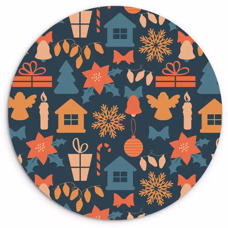 Forexbild Rund - Muster - Weihnachten - Symbole - Blau — 1