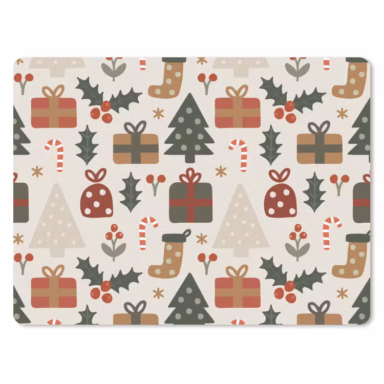 Mauspad - Illustration - Weihnachtsfiguren - Beige — 1