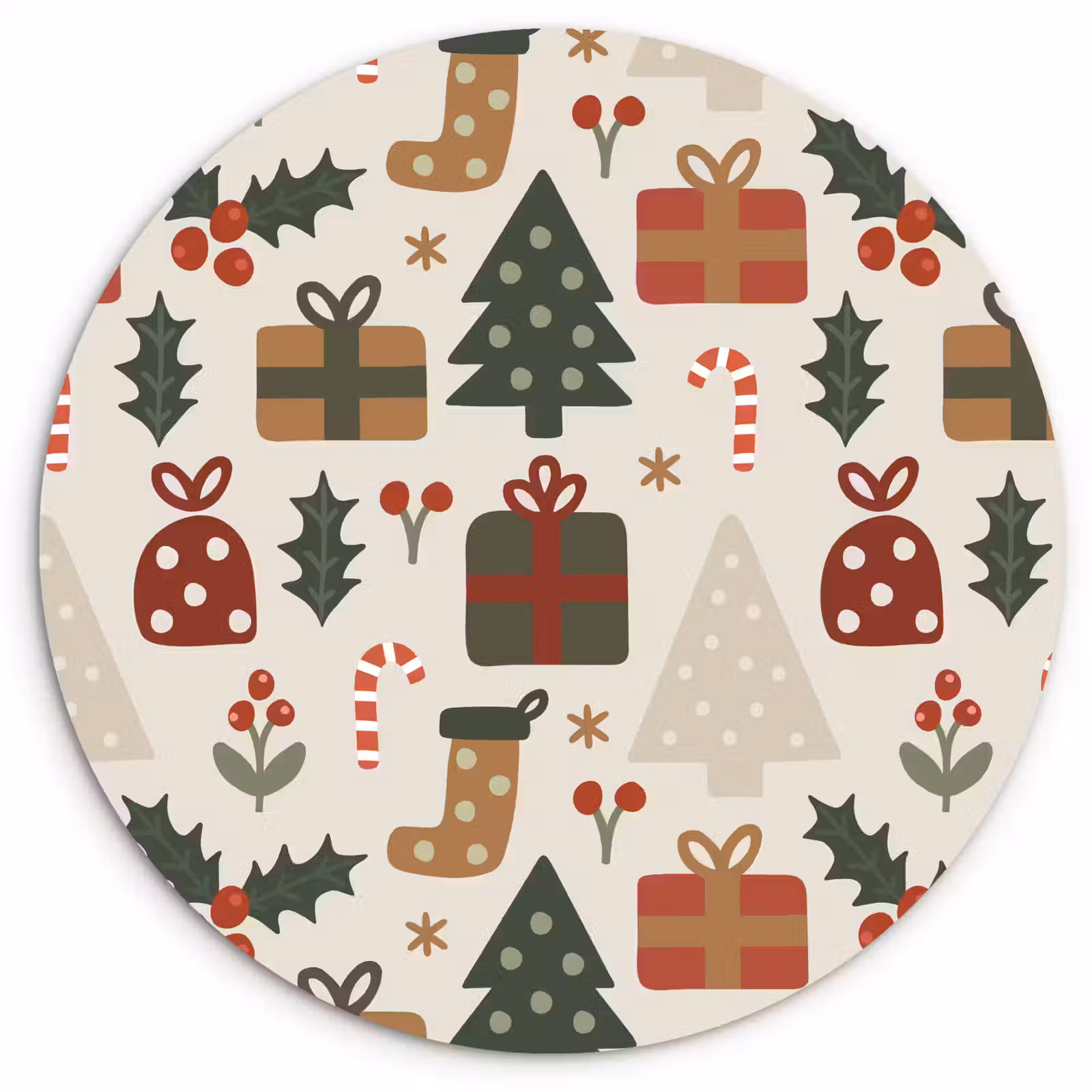 Forexbild Rund - Illustration - Weihnachtsfiguren - Beige — 1