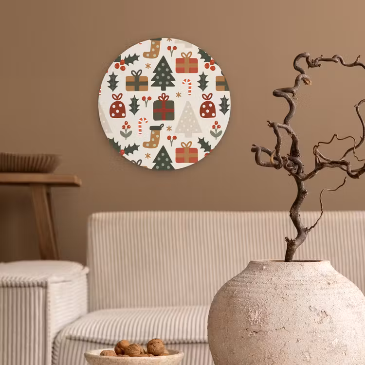 Forexbild Rund - Illustration - Weihnachtsfiguren - Beige — 2