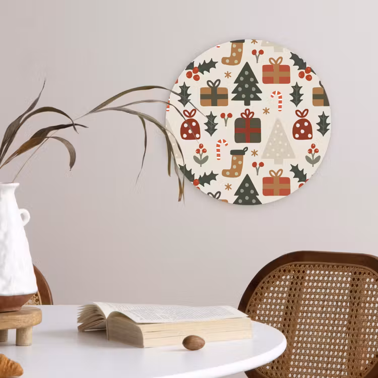 Forexbild Rund - Illustration - Weihnachtsfiguren - Beige — 4