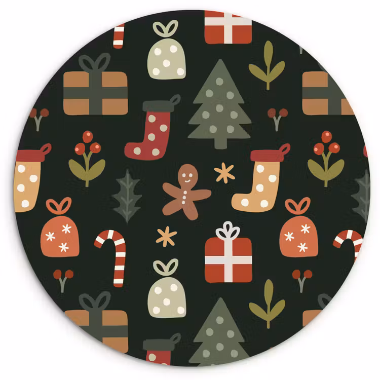 Forexbild Rund - Illustration - Weihnachtsfiguren - Grün — 1
