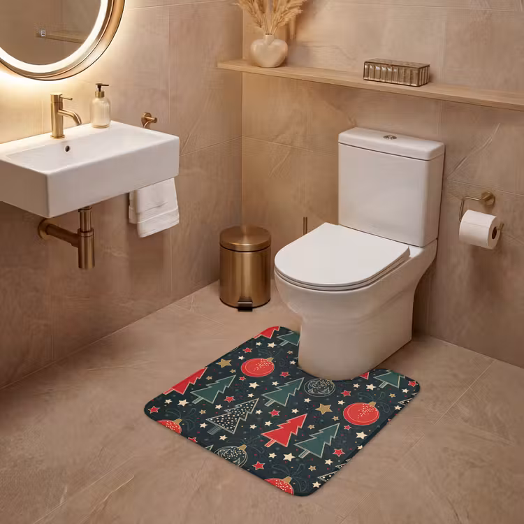 WC Vorleger - Illustration - Weihnachten - Sterne - Grün — 4