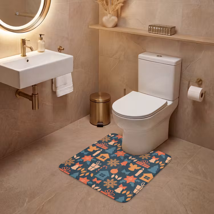 WC Vorleger - Muster - Weihnachten - Symbole - Blau — 4
