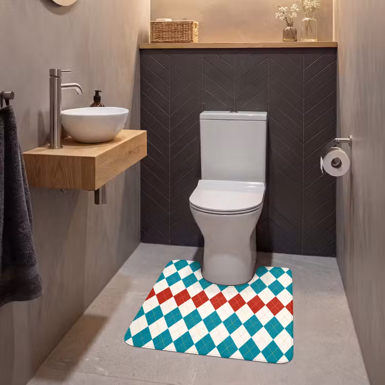 WC Vorleger - Illustration - Karo - Rot - Grün — 2