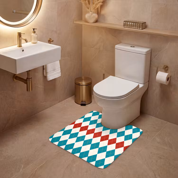 WC Vorleger - Illustration - Karo - Rot - Grün — 4