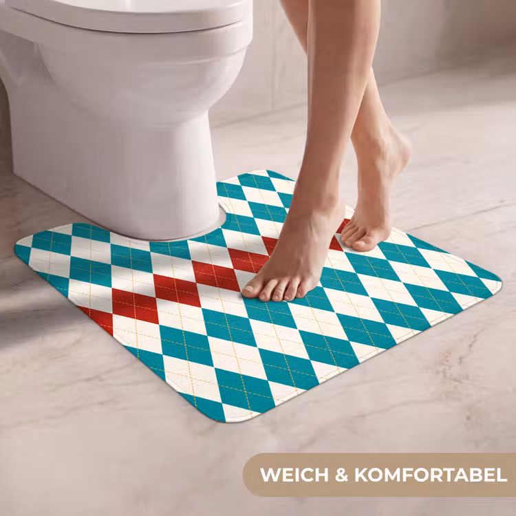 WC Vorleger - Illustration - Karo - Rot - Grün — 5
