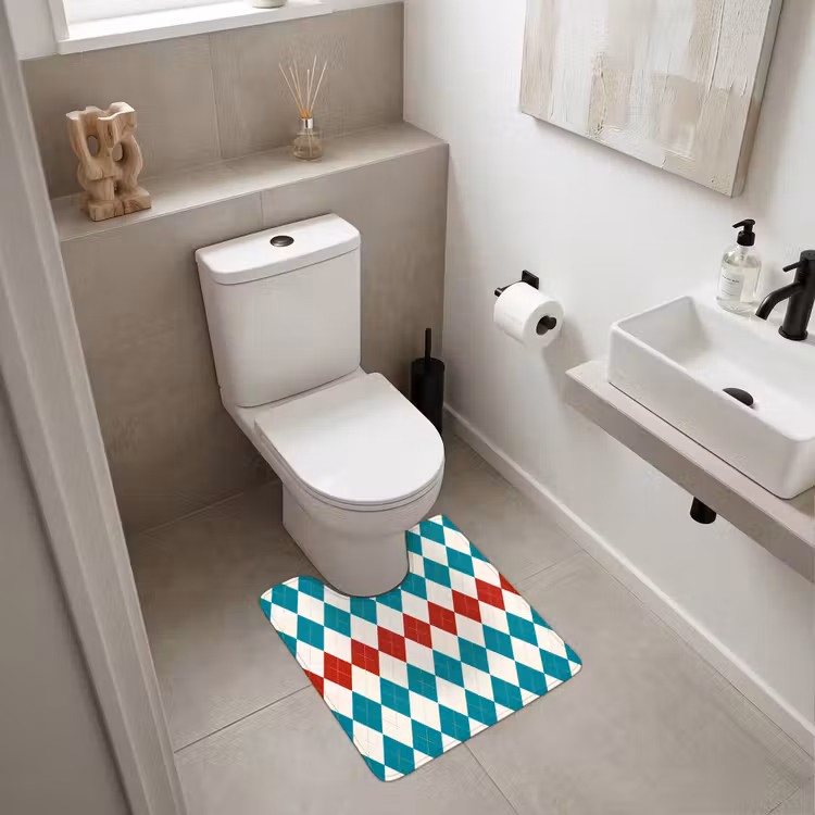WC Vorleger - Illustration - Karo - Rot - Grün — 6