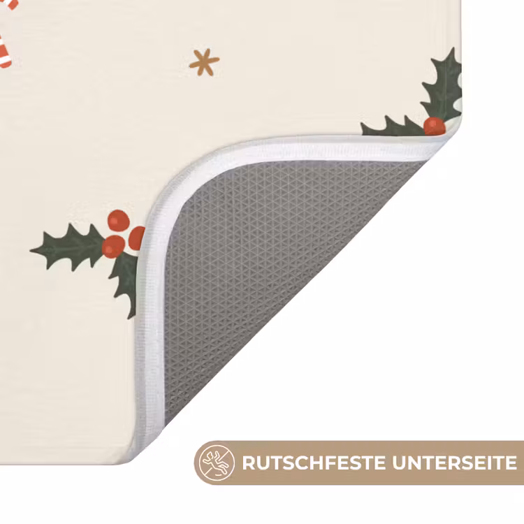WC Vorleger - Illustration - Stechpalmenzweige - Azurblaue Stöcke - Beige — 3