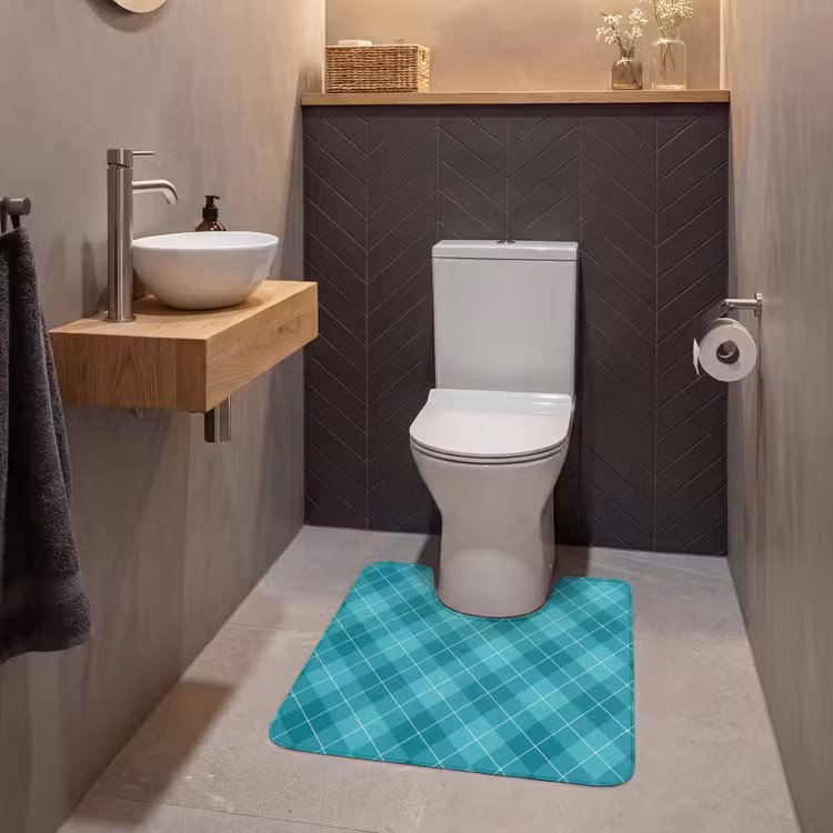 WC Vorleger - Muster - Diamanten - Blau — 2