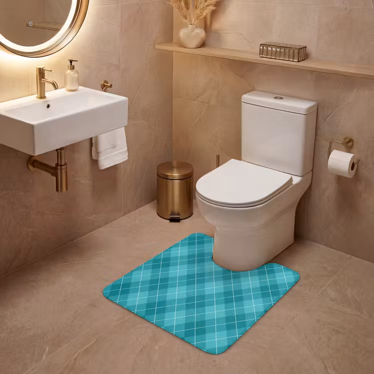 WC Vorleger - Muster - Diamanten - Blau — 4