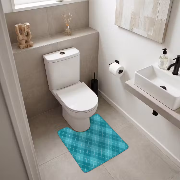 WC Vorleger - Muster - Diamanten - Blau — 6