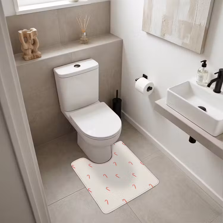WC Vorleger - Muster - Säurestäbchen - Beige — 6