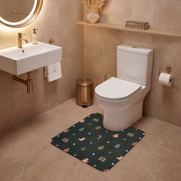 WC Vorleger - Muster - Weihnachtssymbole - Grün — 4