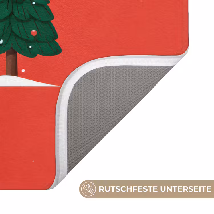 Badematte - Minimalistisch - Weihnachtsbäume - Rot - Schnee — 3