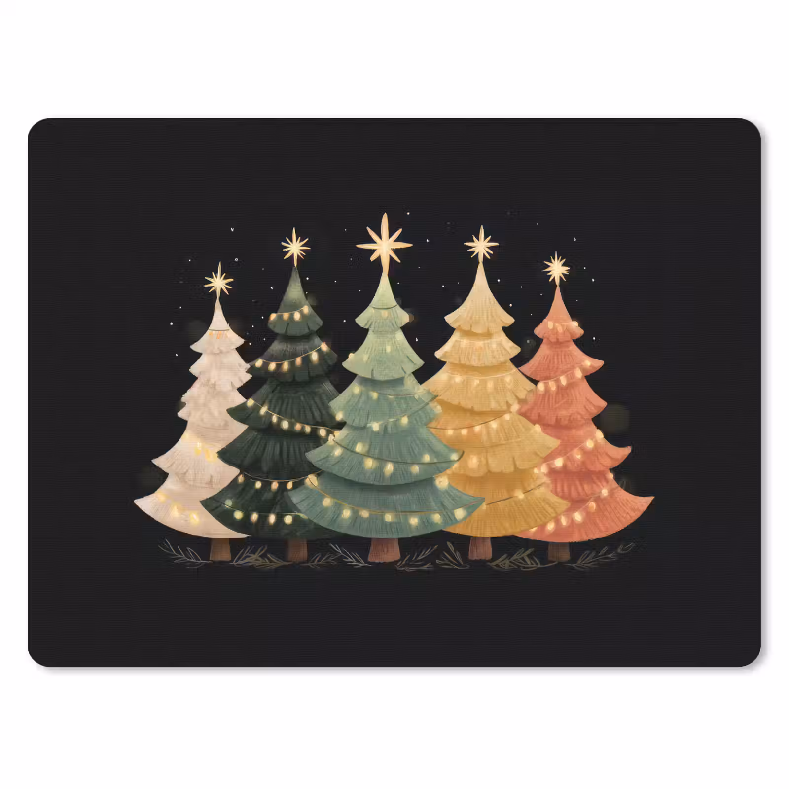 Mauspad - Weihnachtsbäume - Bunt - Lichter - Stern — 1