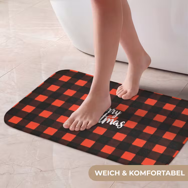 Badematte - Kariert - Rot - Text - Weihnachten — 5