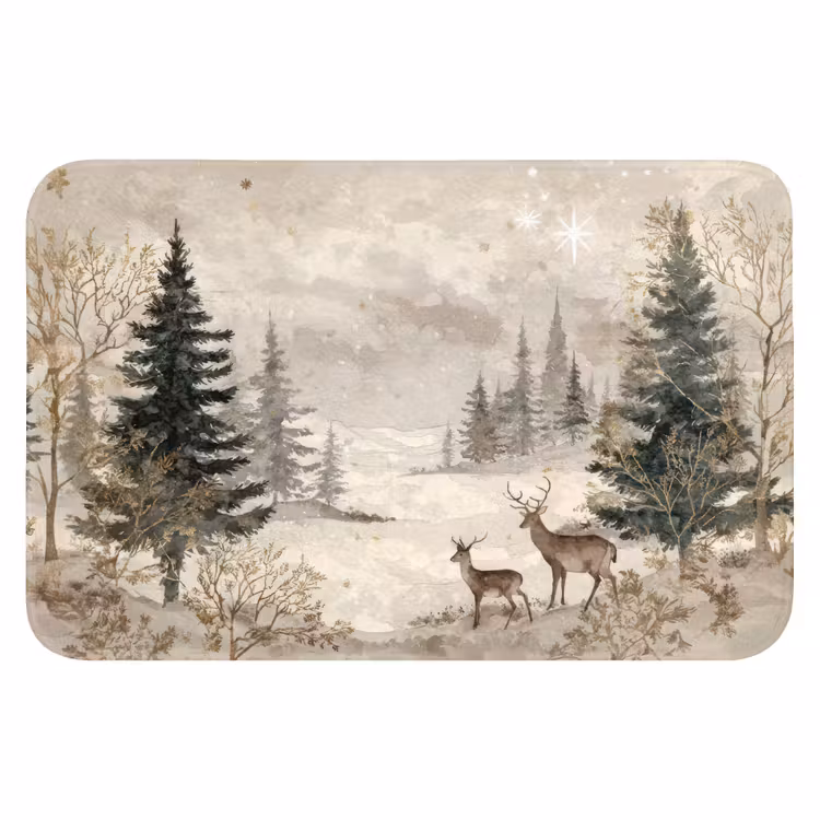 Badematte - Wald - Hirsche - Winter - Schnee — 1