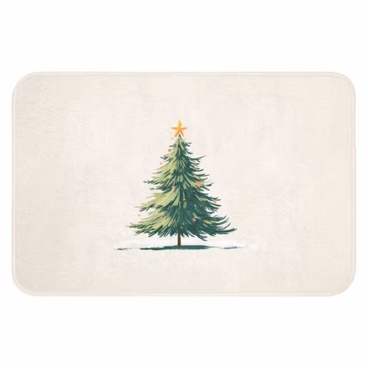 Badematte - Weihnachtsbaum - Illustration - Stern - Schnee — 1