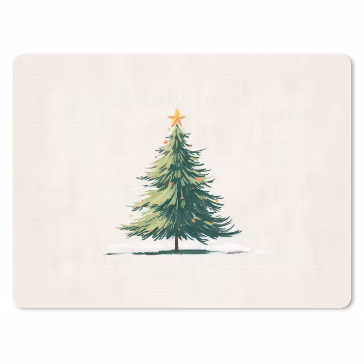 Mauspad - Weihnachtsbaum - Illustration - Stern - Schnee — 1