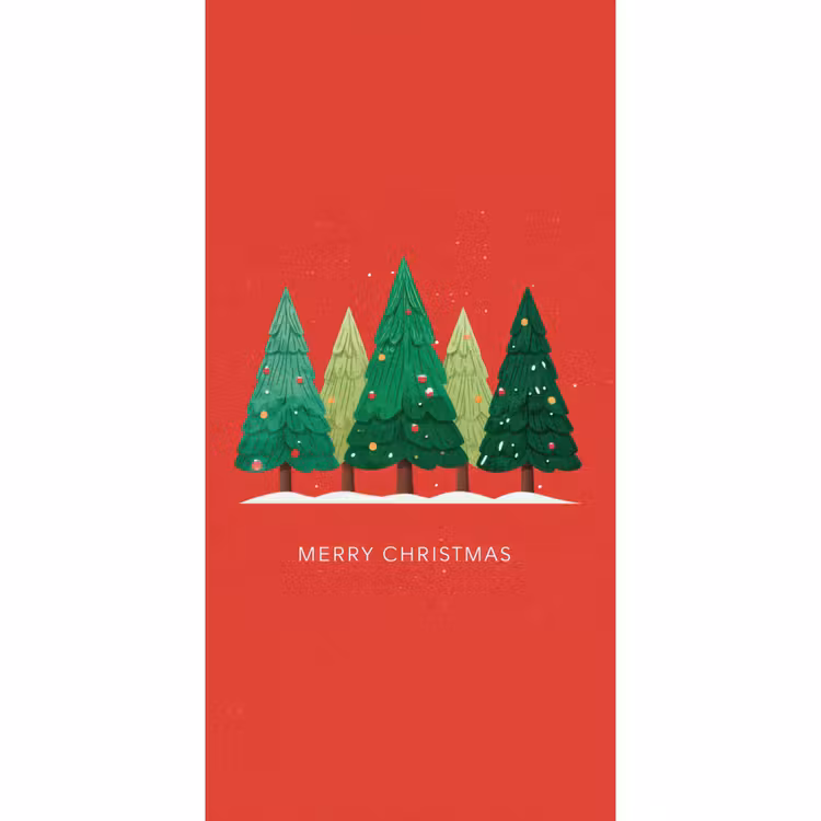 Tapete - Minimalistisch - Weihnachtsbäume - Rot - Schnee — 2