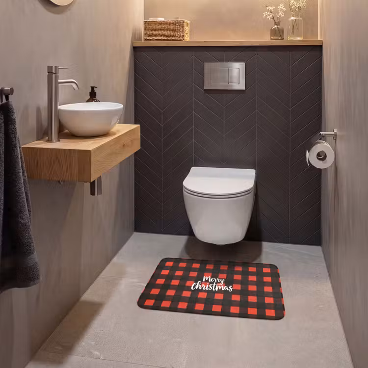 WC Vorleger - Kariert - Rot - Text - Weihnachten — 2