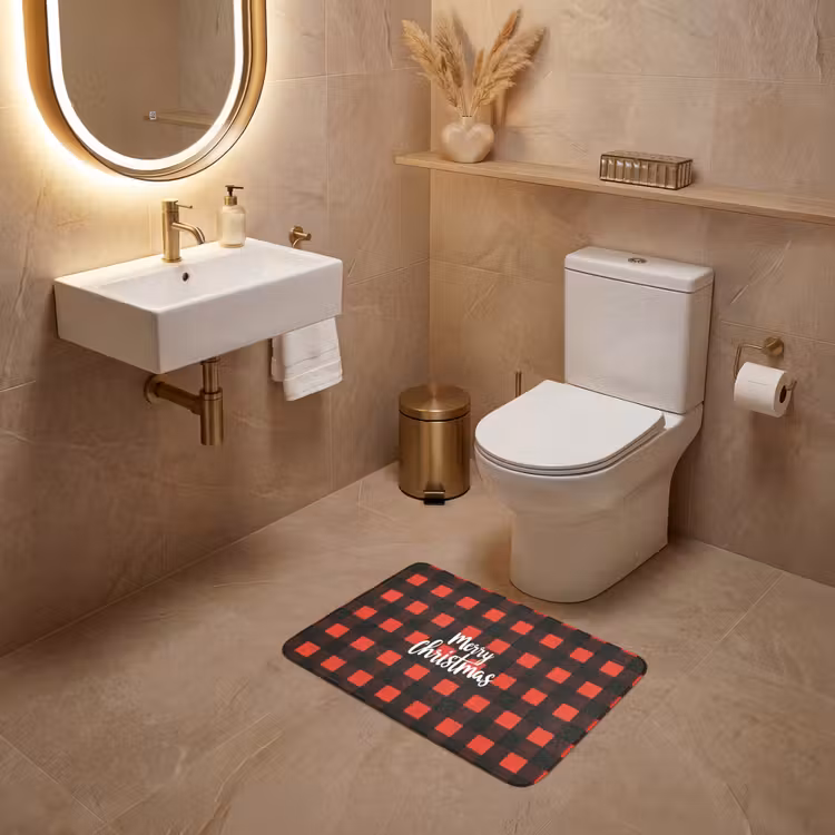 WC Vorleger - Kariert - Rot - Text - Weihnachten — 4