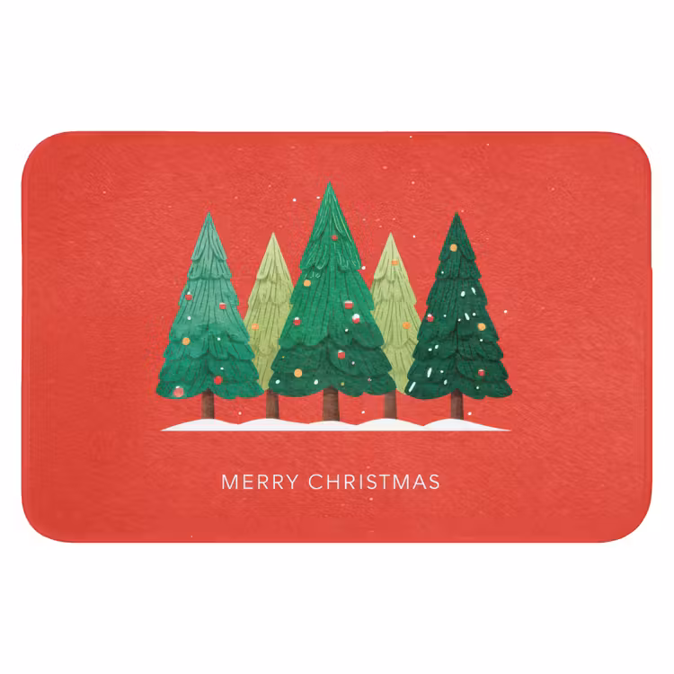 WC Vorleger - Minimalistisch - Weihnachtsbäume - Rot - Schnee — 1