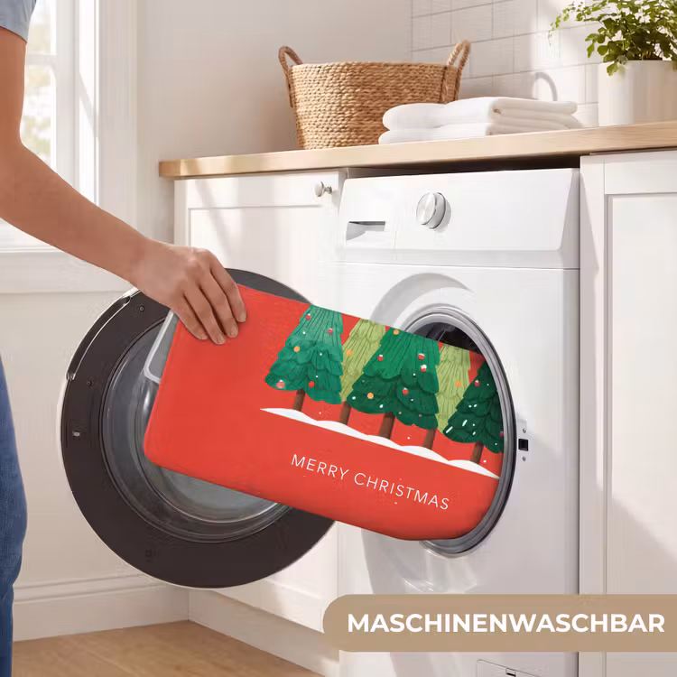 WC Vorleger - Minimalistisch - Weihnachtsbäume - Rot - Schnee — 5