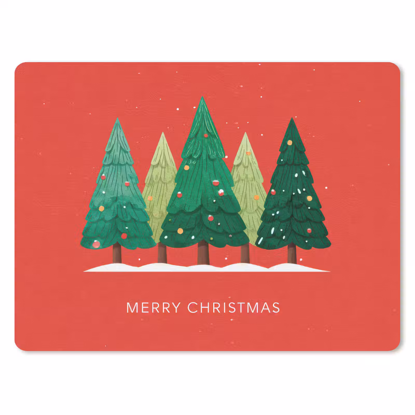 Mauspad - Minimalistisch - Weihnachtsbäume - Rot - Schnee — 1