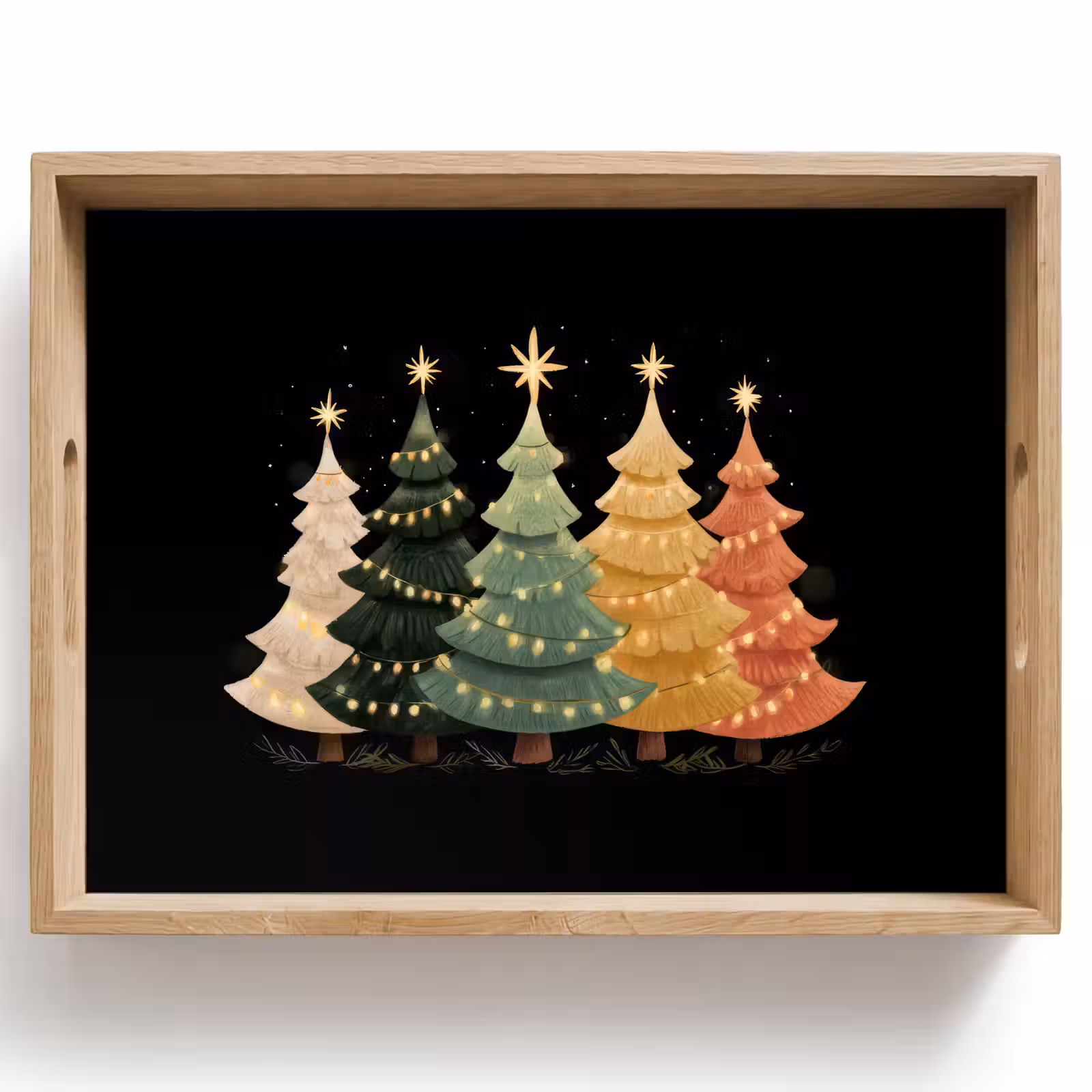 Tablett - Weihnachtsbäume - Bunt - Lichter - Stern — 1