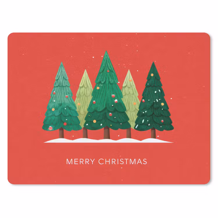 Mauspad - Minimalistisch - Weihnachtsbäume - Rot - Schnee — 1