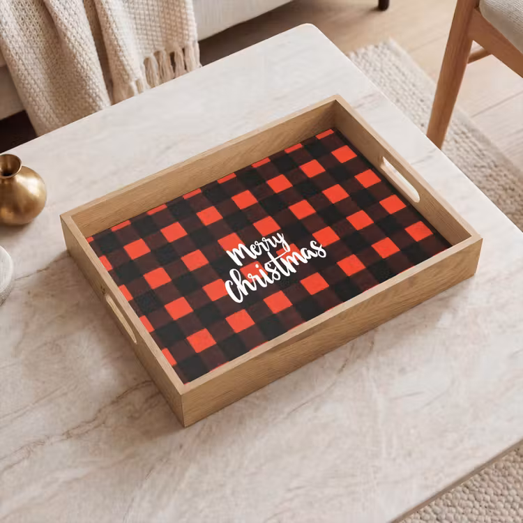 Tablett - Kariert - Rot - Text - Weihnachten — 2