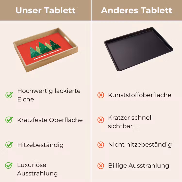 Tablett - Minimalistisch - Weihnachtsbäume - Rot - Schnee — 3