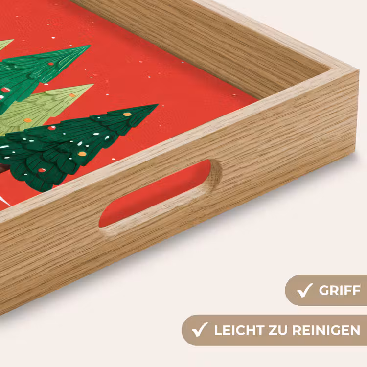 Tablett - Minimalistisch - Weihnachtsbäume - Rot - Schnee — 5