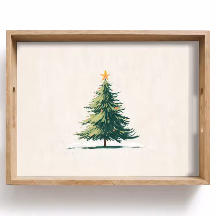 Tablett - Weihnachtsbaum - Illustration - Stern - Schnee — 1
