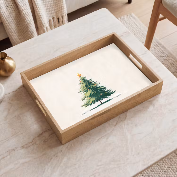 Tablett - Weihnachtsbaum - Illustration - Stern - Schnee — 2