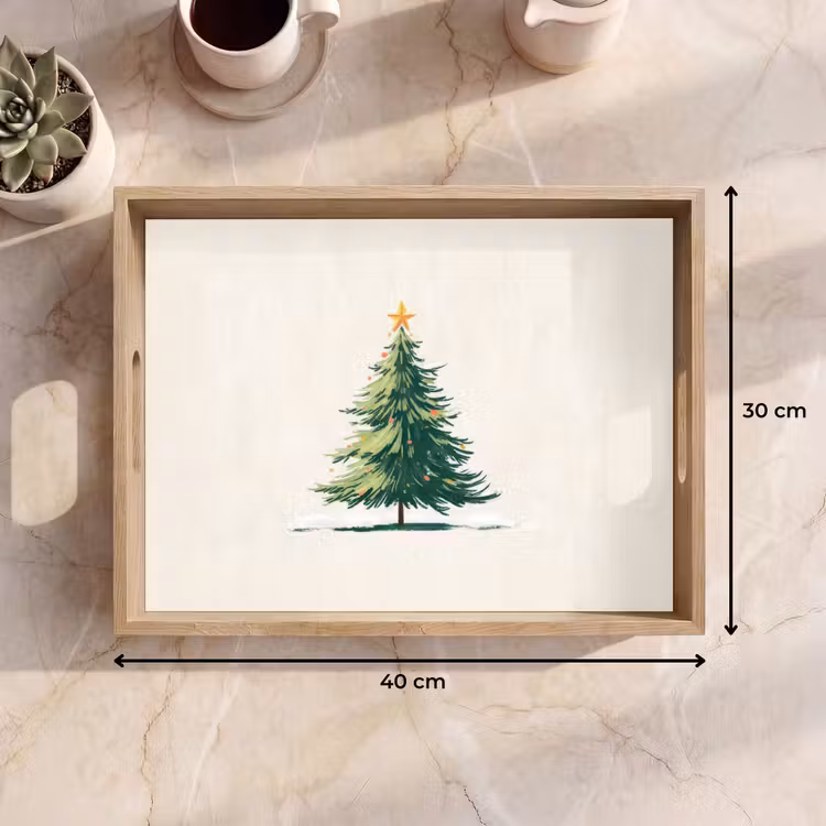 Tablett - Weihnachtsbaum - Illustration - Stern - Schnee — 9