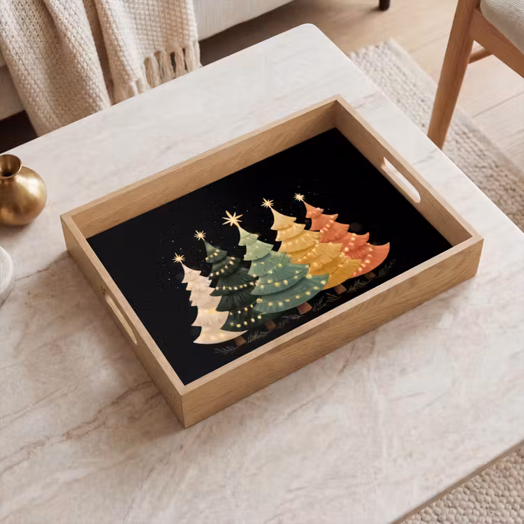 Tablett - Weihnachtsbäume - Bunt - Lichter - Stern — 2