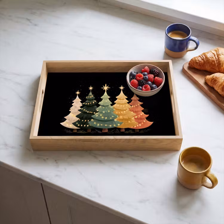Tablett - Weihnachtsbäume - Bunt - Lichter - Stern — 4