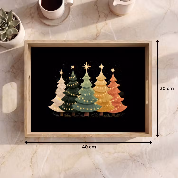 Tablett - Weihnachtsbäume - Bunt - Lichter - Stern — 9