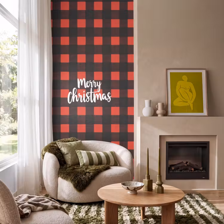 Tapete - Kariert - Rot - Text - Weihnachten — 1