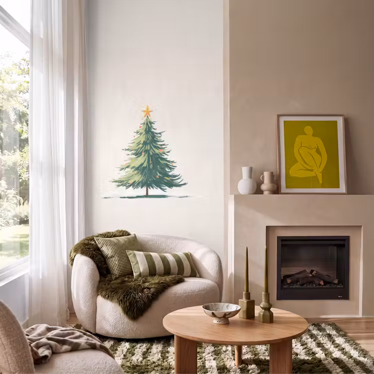 Tapete - Weihnachtsbaum - Illustration - Stern - Schnee — 1