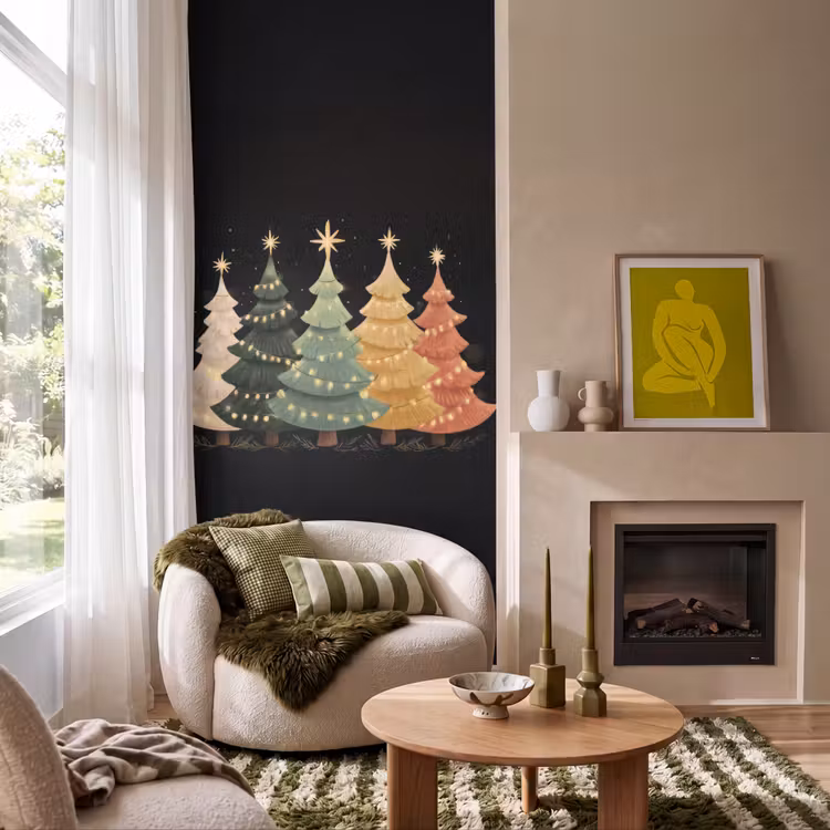Tapete - Weihnachtsbäume - Bunt - Lichter - Stern — 1