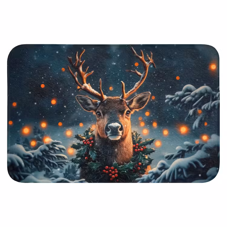 Badematte - Hirsch - Weihnachten - Winter - Schnee - Weihnachtskranz — 1