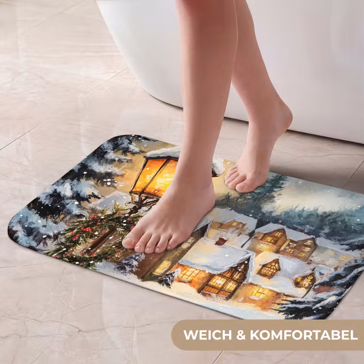 Badematte - Weihnachtsdorf - Häuser - Schnee - Weihnachten — 5