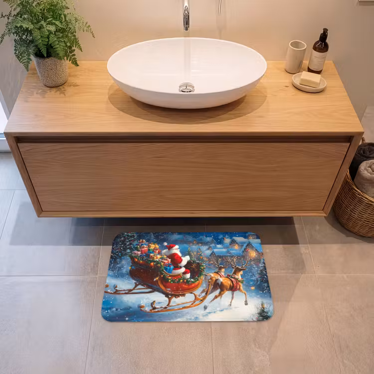 Badematte - Weihnachtsmann - Rentier - Weihnachten - Schnee — 2