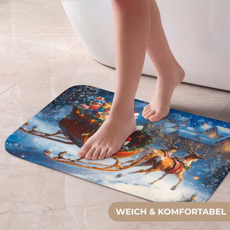 Badematte - Weihnachtsmann - Rentier - Weihnachten - Schnee — 5