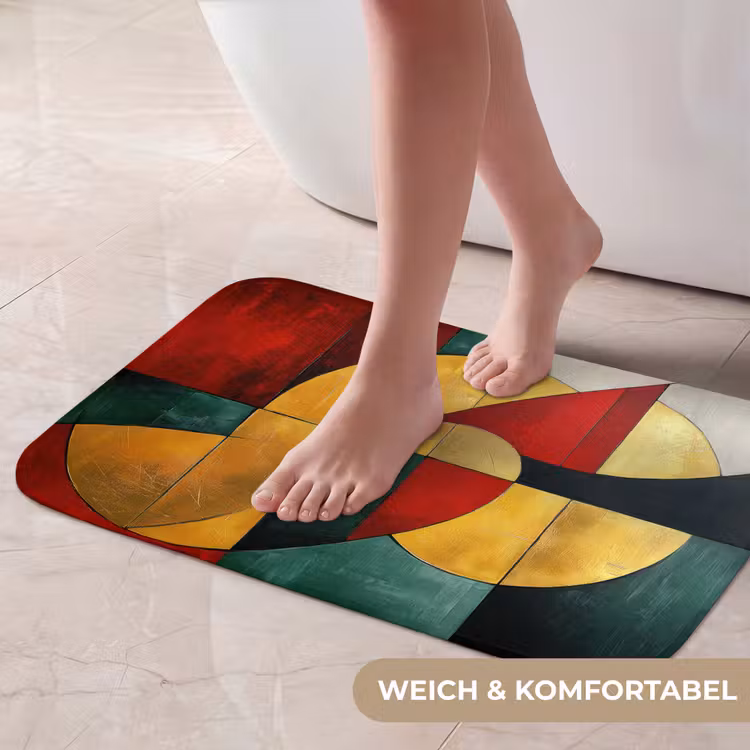 Badematte - Abstrakt - Weihnachten - Gold - Rot - Grün — 5