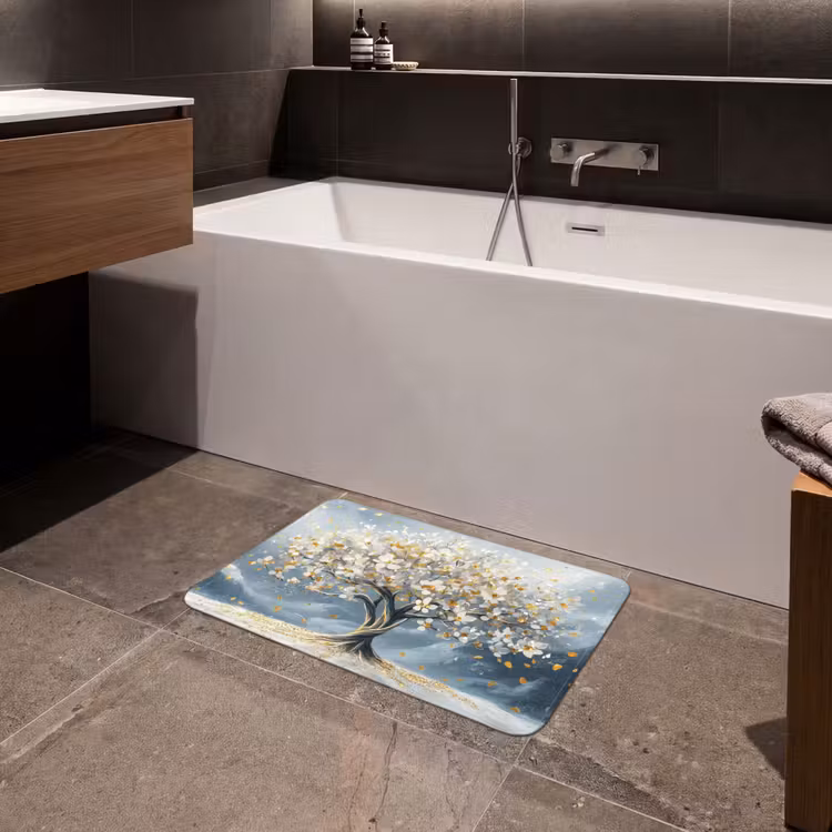 Badematte - Baum - Winter - Baum des Lebens - Modern - Gold — 4